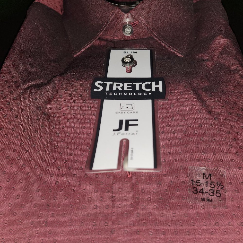 J.Ferrar Stretch/Slim dress shirt, M 15-15 1/2, Burgundy Red